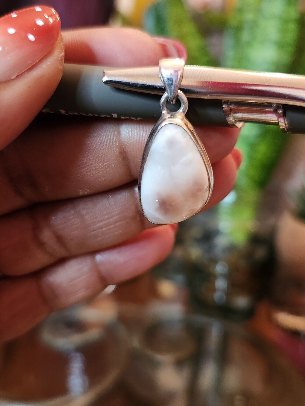 Sterling Silver Pink Larimar Teardrop Pendant